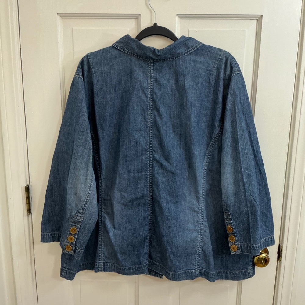 Sigrid Olsen Utility Denim Jacket XL Blue 100% Cotton Barn Chore Boho Coat Fall - Picture 4 of 6